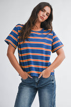 8510HN Striped Boxy Short Sleeve Tee