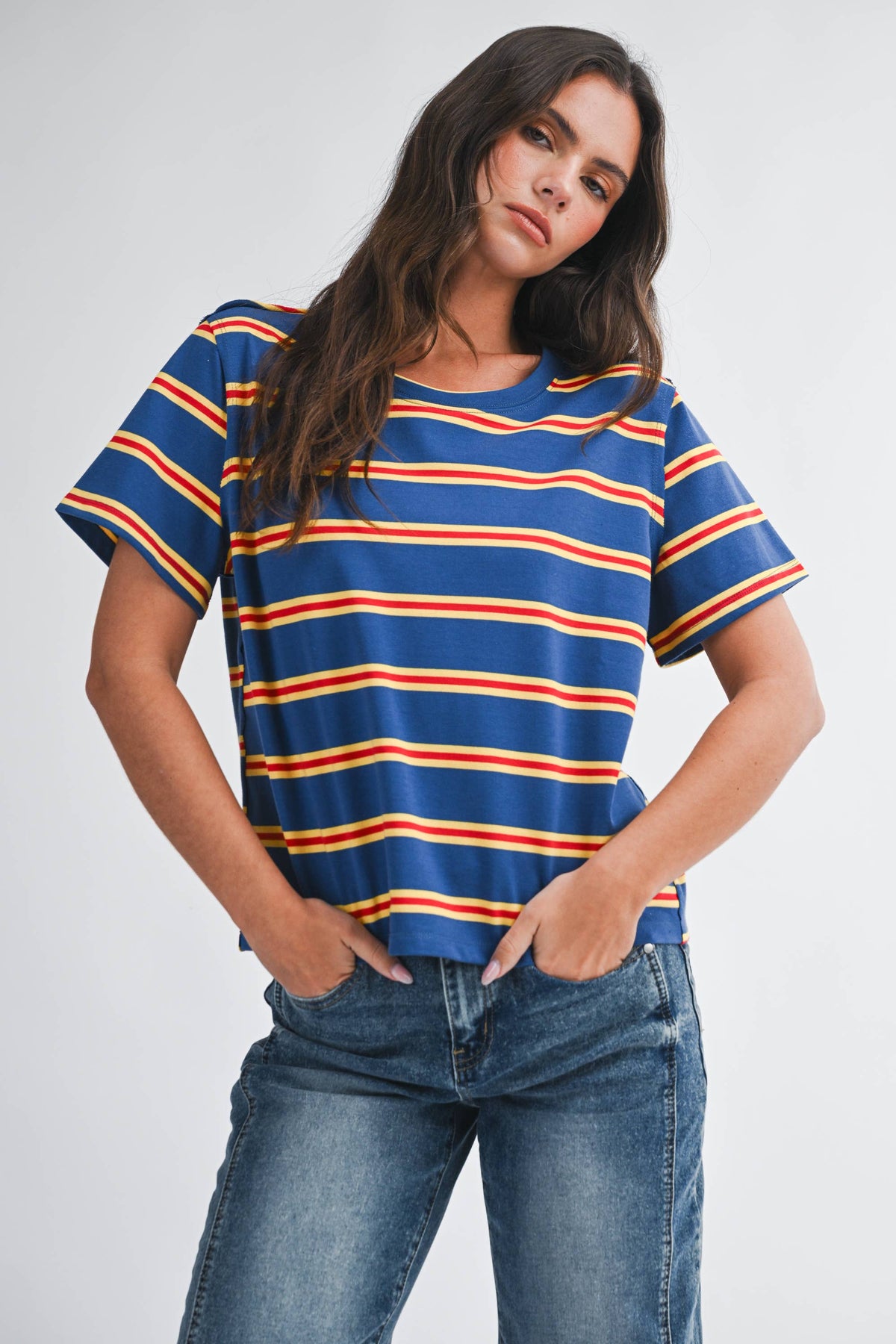8510HN Striped Boxy Short Sleeve Tee