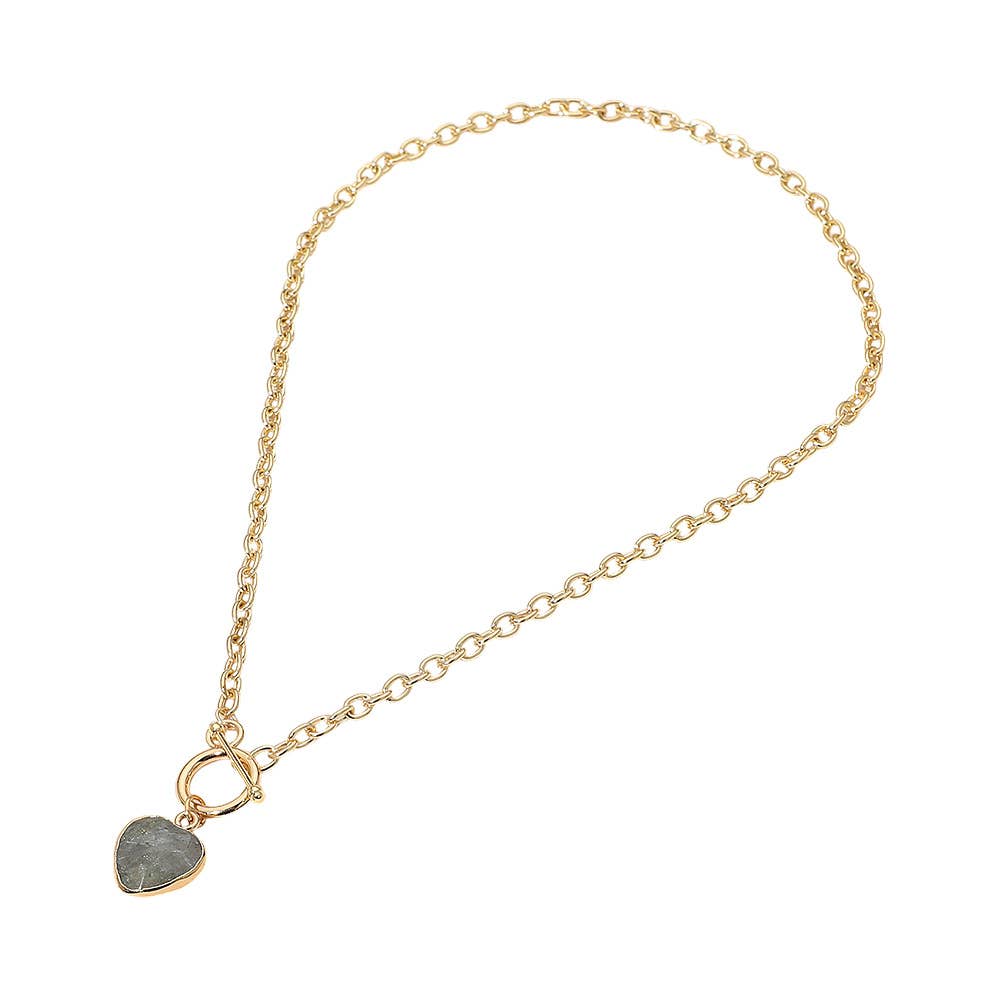 Heart Charm Pendant Toggle Necklace