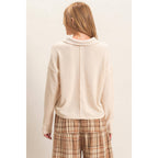 Ribbed Collared Pullover Top