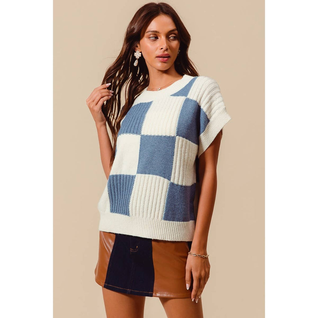 CHECK PLAID CASUAL SWEATER TOP