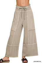French Terry Washed Exposed-seam Wide Leg Pants