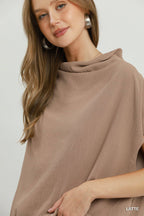 Draped Mock Neck Oversized Blouse