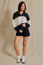 Colorblock Scuba Funnel Neck Quarter Zip Pullover