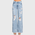 P865VXF-LT DESTROYED HIGH RISE RIGID VINTAGE FLARE JEANS