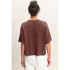 Mineral Wash Waffle Knit Pocket Top