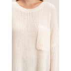 Ribbed Knit Patch Pocket Sweater