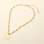 Brushed Hammered Metal Cross Pendant Beaded Chain Necklace