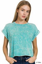 Washed Cotton Short Sleeve Top - Zenana