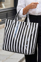 Glossy Striped Large Tote Bag
