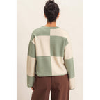 Crew Neck Checkered Sweater
