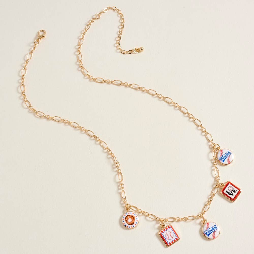 Baseball Charm Station Necklace