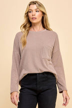 Solid Ribbed Top With Pockets