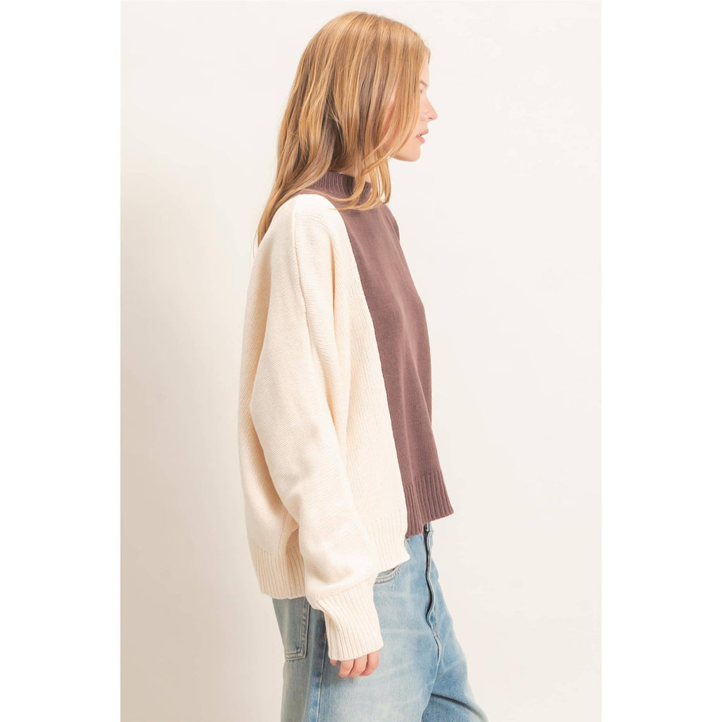 Two-Tone Knit Sweater