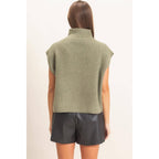 Sleeveless High Neck Sweater