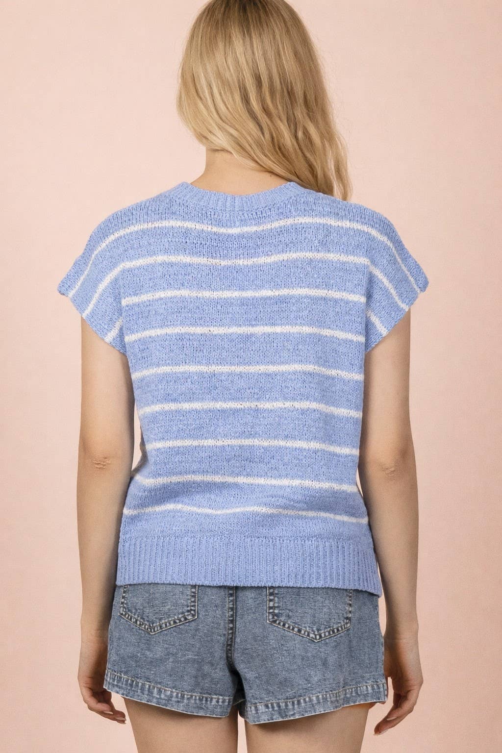12W3319N-Striped Knit Sweater Vest Top