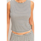 Striped Sleeveless Tank And Shorts Set