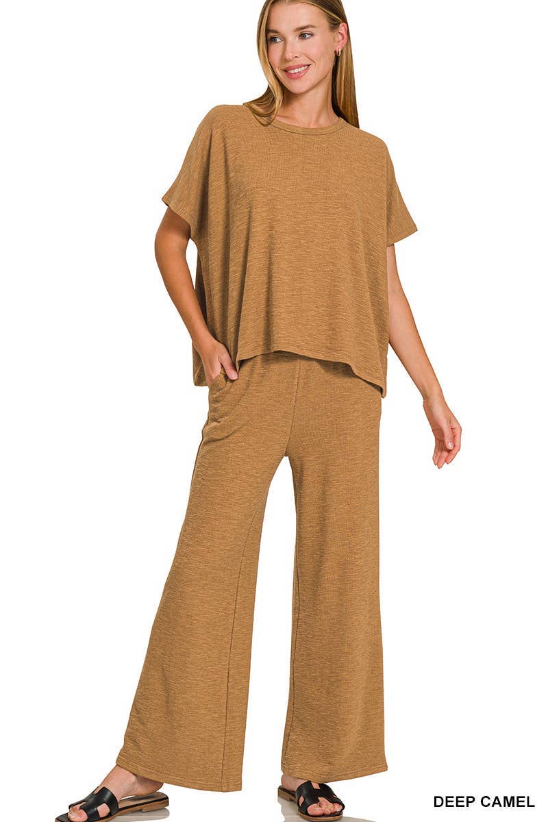 Cotton Slub Top And Pants Set