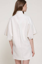 Batwing Short Slv High Neck Mini Dress