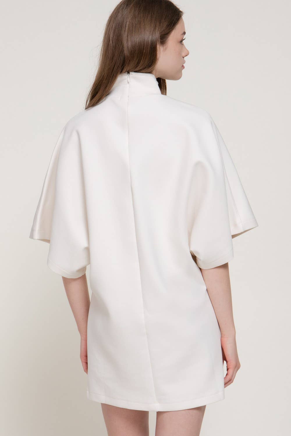Batwing Short Slv High Neck Mini Dress