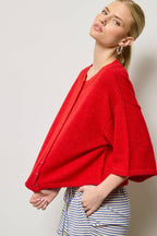 Wide Sleeve Button Front Knit Cardigan