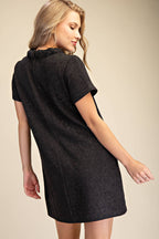 Round Neck Twist Trim Mini Dress