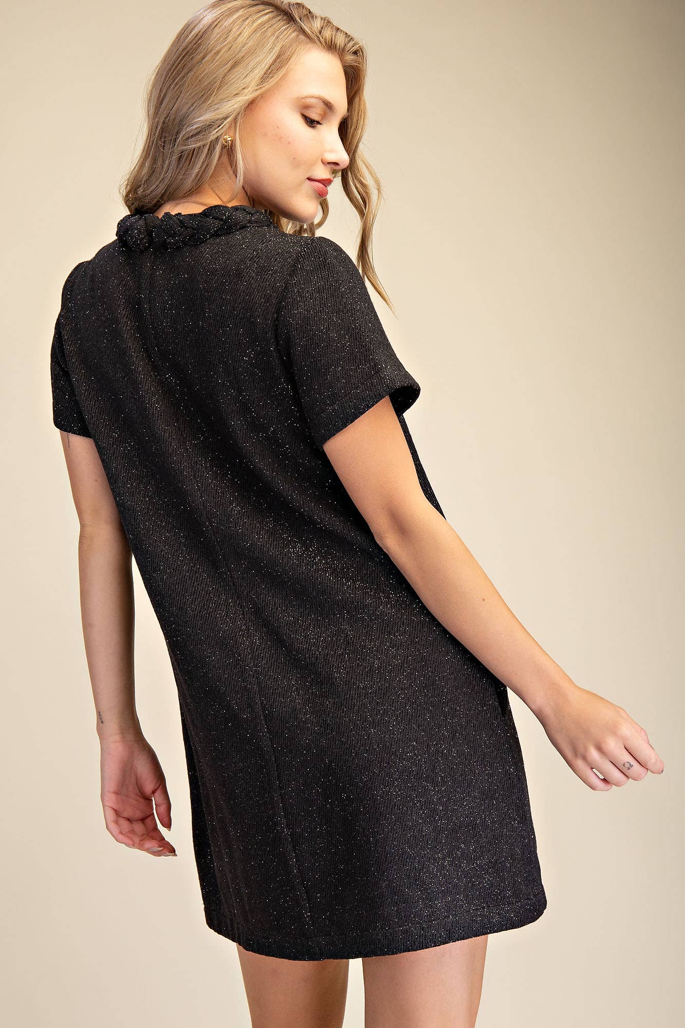 Round Neck Twist Trim Mini Dress