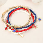 4PCS - Star Charm Beaded Stretch Multi Layered Bracelets