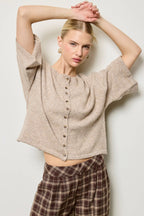 Wide Sleeve Button Front Knit Cardigan