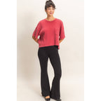 Mineral Wash Waffle Knit Pocket Top