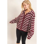 Striped Button Front Cardigan
