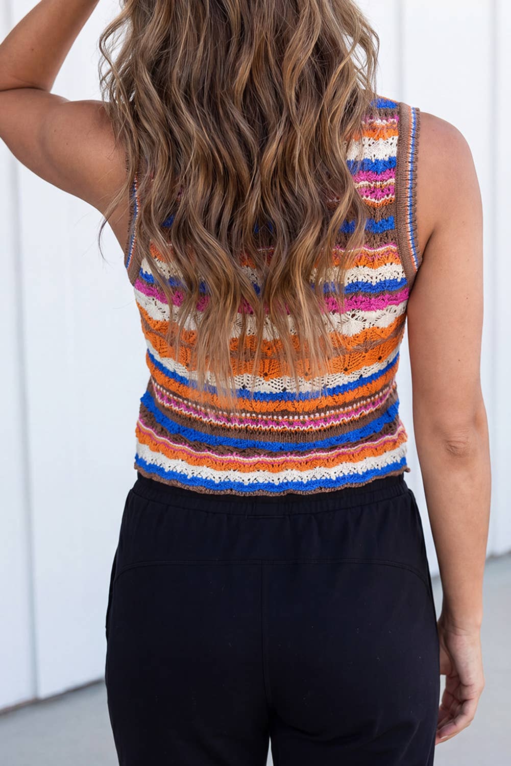 LAS Striped Textured Knit Sweater Vest (S-XL)