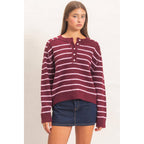 Stripe Henley Sweater