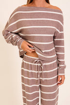 Striped One-Shoulder Lounge Set