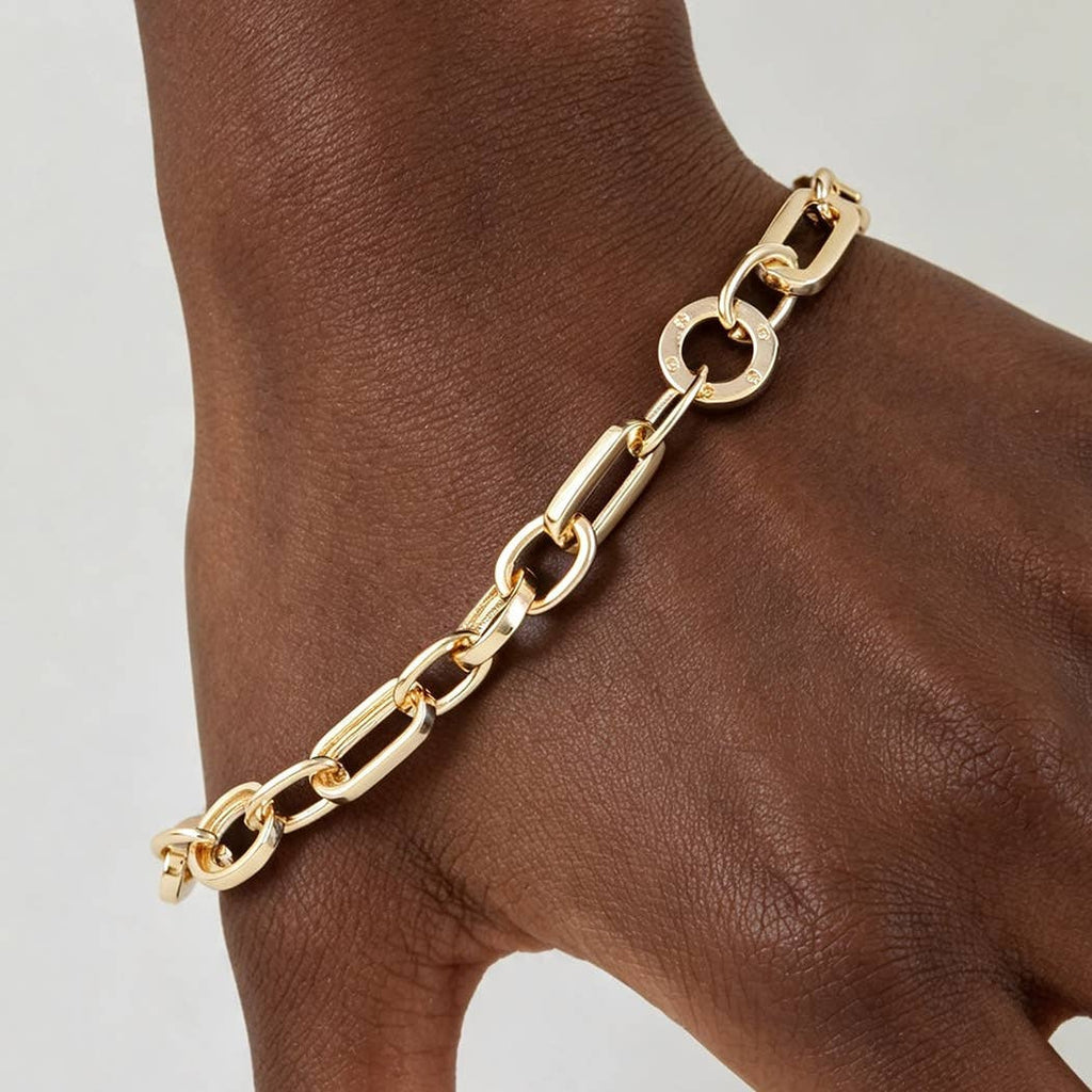 Multi Polished Toggle Link Chain Bracelet