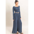 Long Sleeve Top & Wide Leg Pants Set