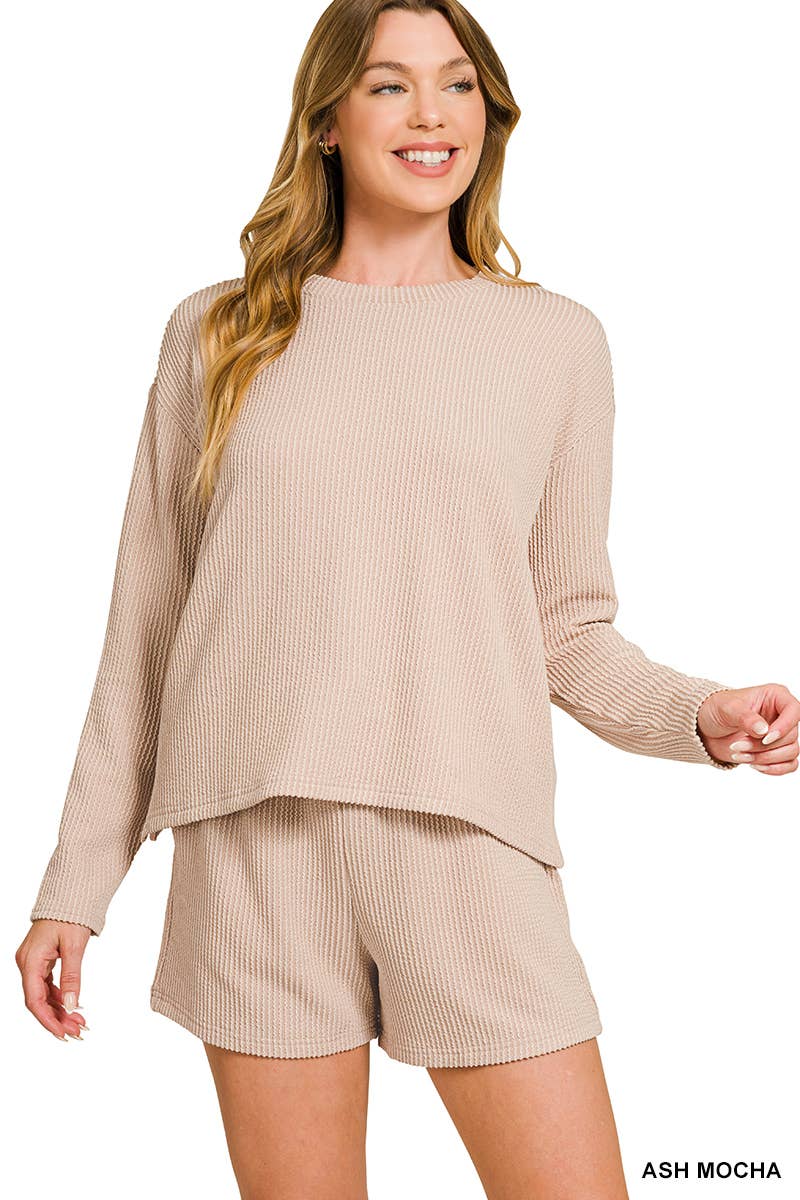 ..Ribbed Short Sleeve Tee & Pants 2PC Set