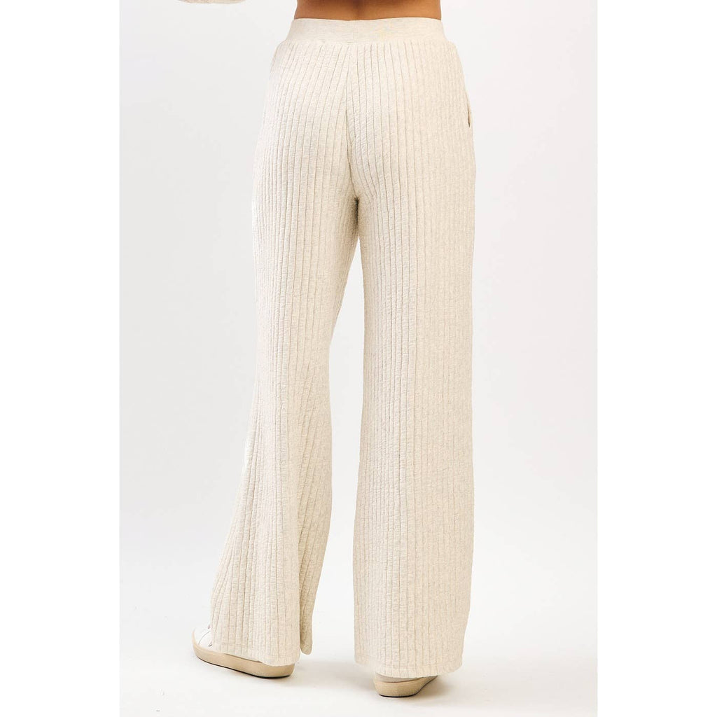 QUILTED CREW NECK SWEATSHIRT AND PANTS SET