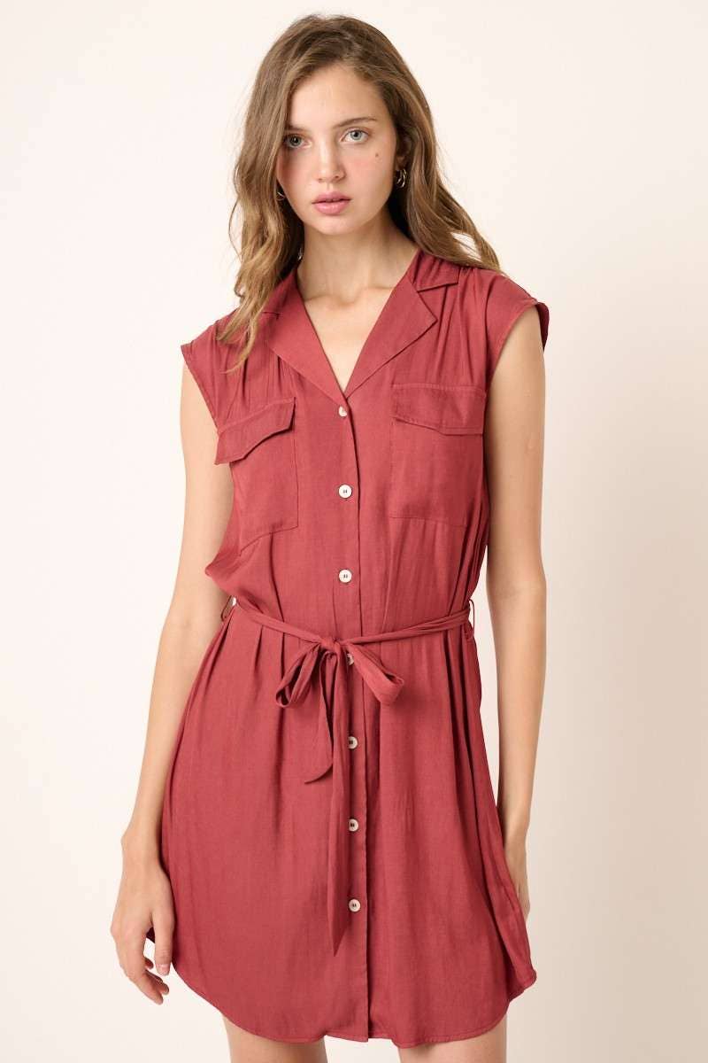 NOTCHED COLLAR SHIRT DRESS