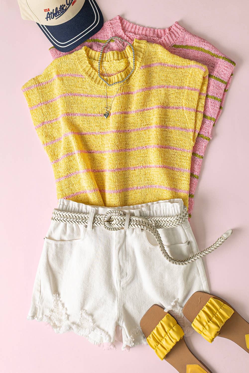 12W3319N-Striped Knit Sweater Vest Top