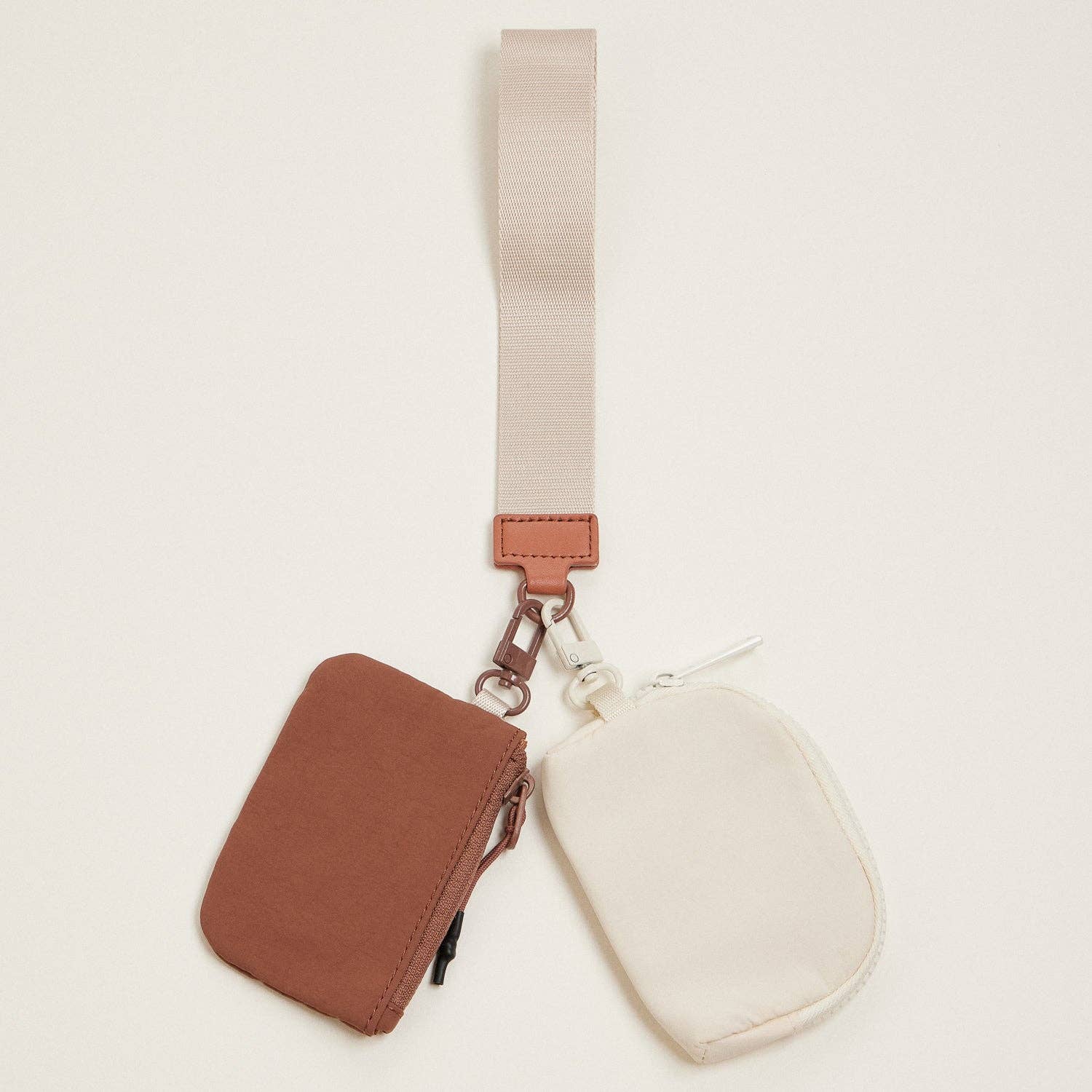 Fabric Dual Pouch Wristlet Wallet | Keychain Holder