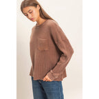Mineral Wash Waffle Long Sleeve Top