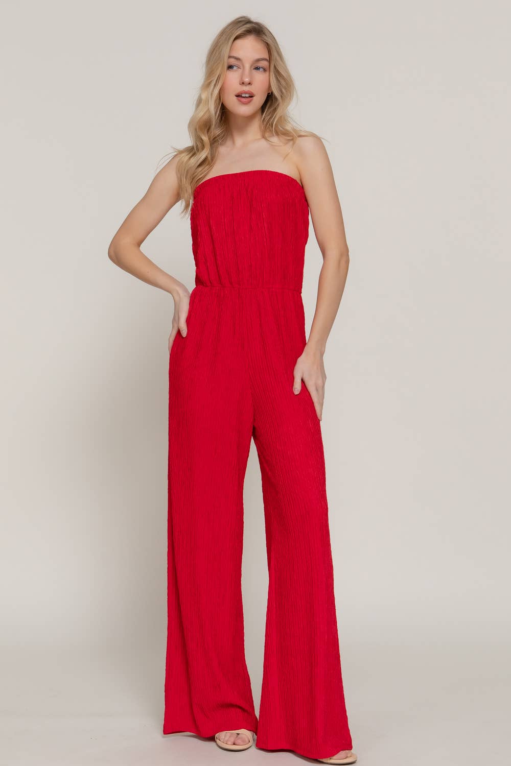 Crinkle Knit Tube Jumpsuit