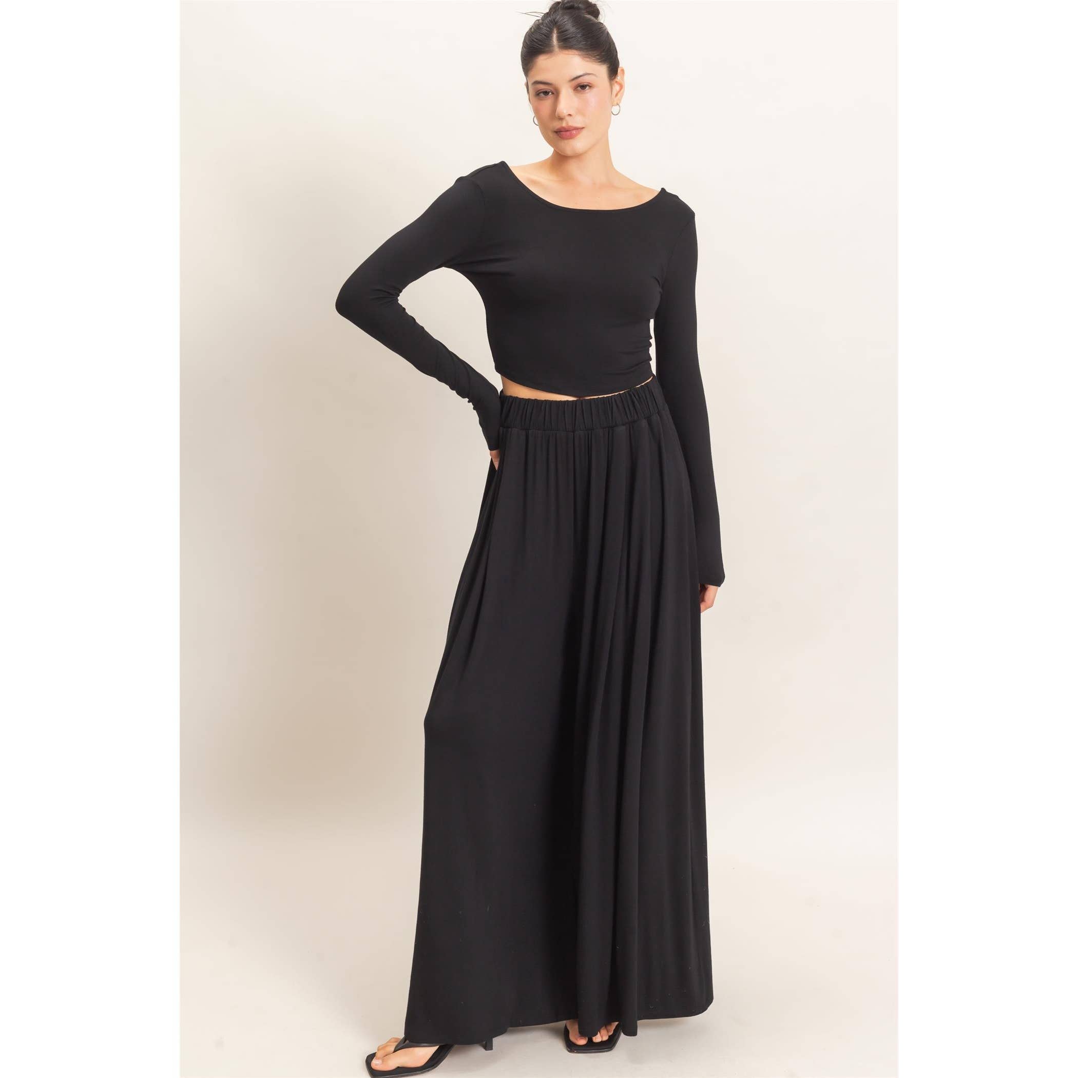 Long Sleeve Top & Wide Leg Pants Set