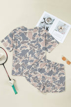 PRETTY BASH Camo Loose Tee & Drawstring Shorts Set