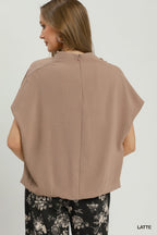 Draped Mock Neck Oversized Blouse