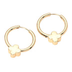Gold Dipped Quatrefoil Accent Huggie Hoop Earrings