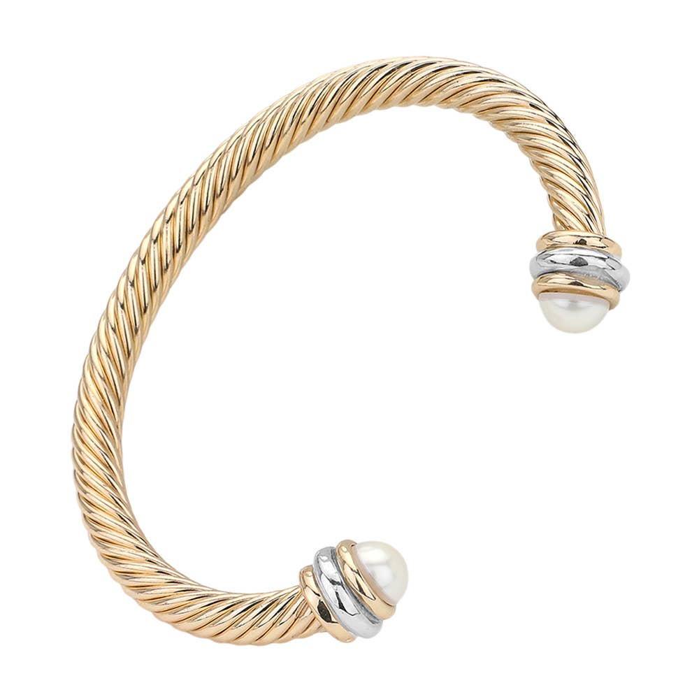 Stone Tip Twisted Rope Cuff Bracelet
