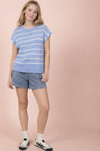 12W3319N-Striped Knit Sweater Vest Top