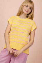 12W3319N-Striped Knit Sweater Vest Top